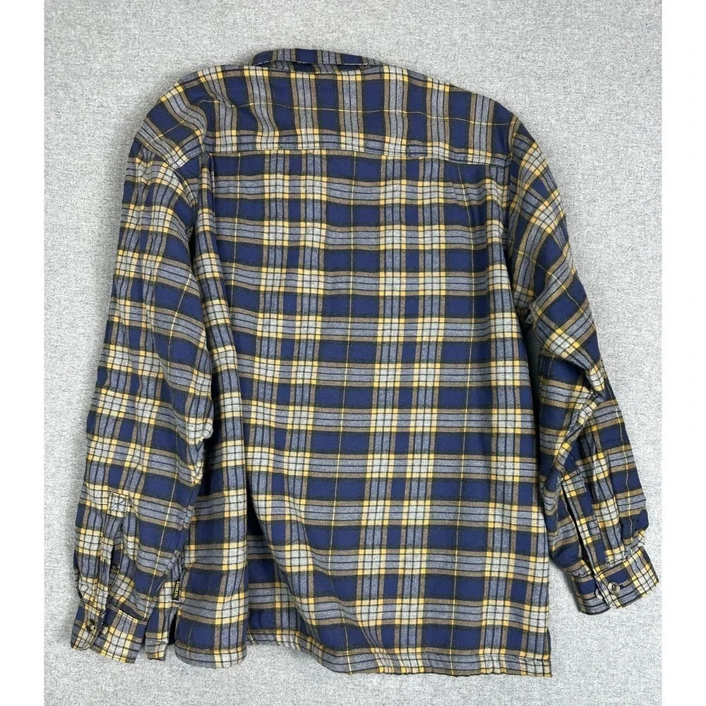 Stanley Jacket Mens 2XL Blue Yellow Plaid Sherpa Lined Flannel Button Up